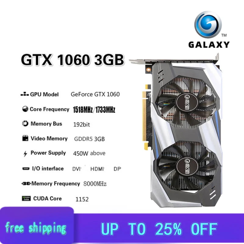 best graphics card for gaming pc GALAXY Raphic Card GTX 950 960 1060 1660 1660ti 2GB 3GB 4GB 5GB 6GB  Support AMD Intel Desktop CPU Motherboard best graphics card for gaming pc Graphics Cards