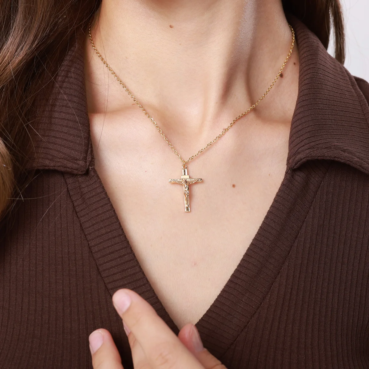 Collier pendentif croix de Jésus chrétien pour hommes et femmes, tour de cou de Pâques religieux, bijoux de cou, cadeaux de baptême, nouvelle mode, JOPrayer