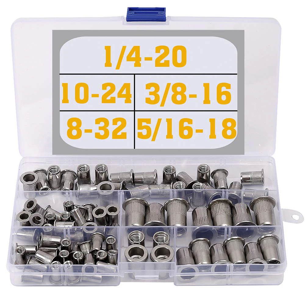 thumbnail image 2 of 6-32 8-32 10-24 10-32 1/4-20 Rivnuts 55-Piece Aluminum Rivet Nut Assortment Kit – Sizes 6-32, 8-32, 10-24, 10-32, 1/4-20 (New Set) A-LAB Rivet Nut Set 2 of 13