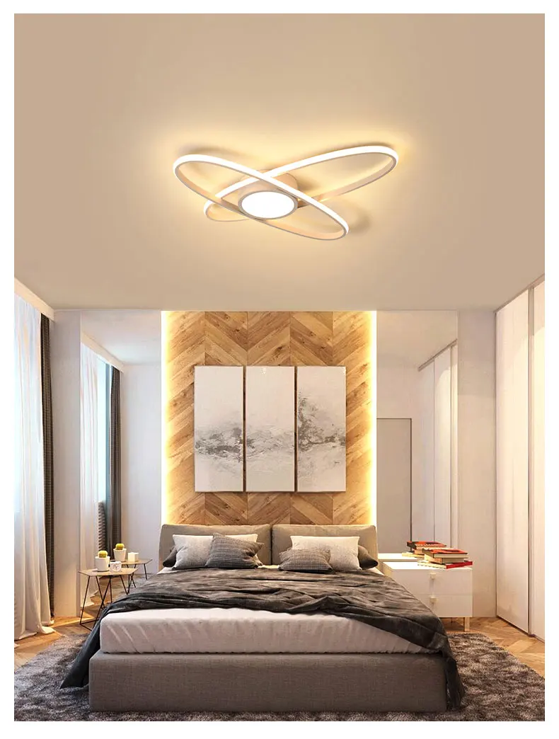 Simple modern bedroom lamp warm Nordic ins line led ceiling lamp study lamp 2022 new net red lighting wayfair chandeliers