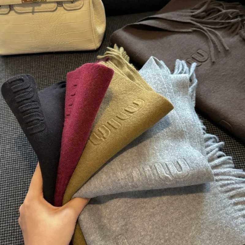 Wool Scarf Women Autumn Winter Solid Color Simple Classic Cashmere Muffler Female New Type Versatile Warm Shawl cashmere scarf