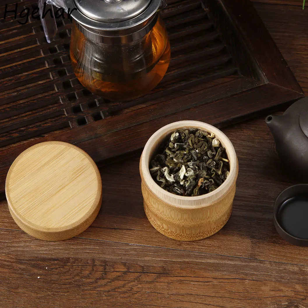 Bamboo Tea Caddies Retro Chinese Style Jar Moisture-proof Travel Portable Sealed Cans Natural Eco-friendly Beans Container