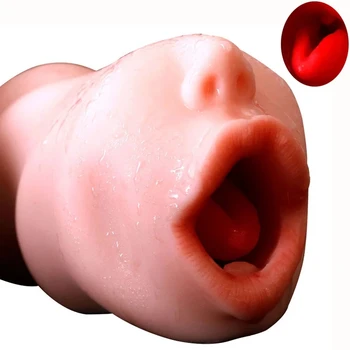 Aritificial Mouth Cup Sex Toys for Men Pocket Pussy Deep Throat Tongue Soft Silicone Mould Oral Masturbator Adult Aircraft Cup 2