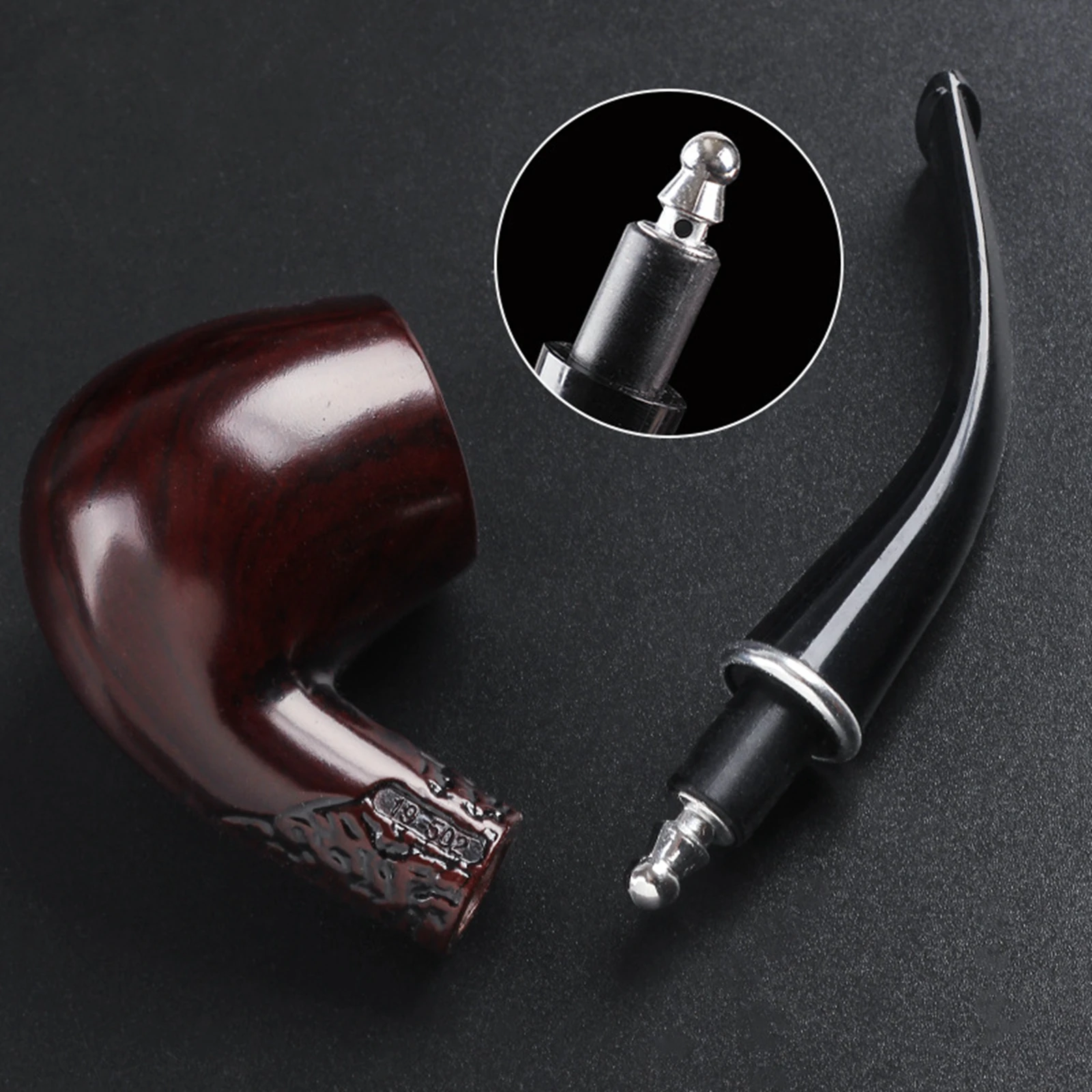 1pc Solid Wood Tobacco Pipe Pattern Carving Smoke Pipe Filter Cigarette Holder Herb Grinder Smoking Tools