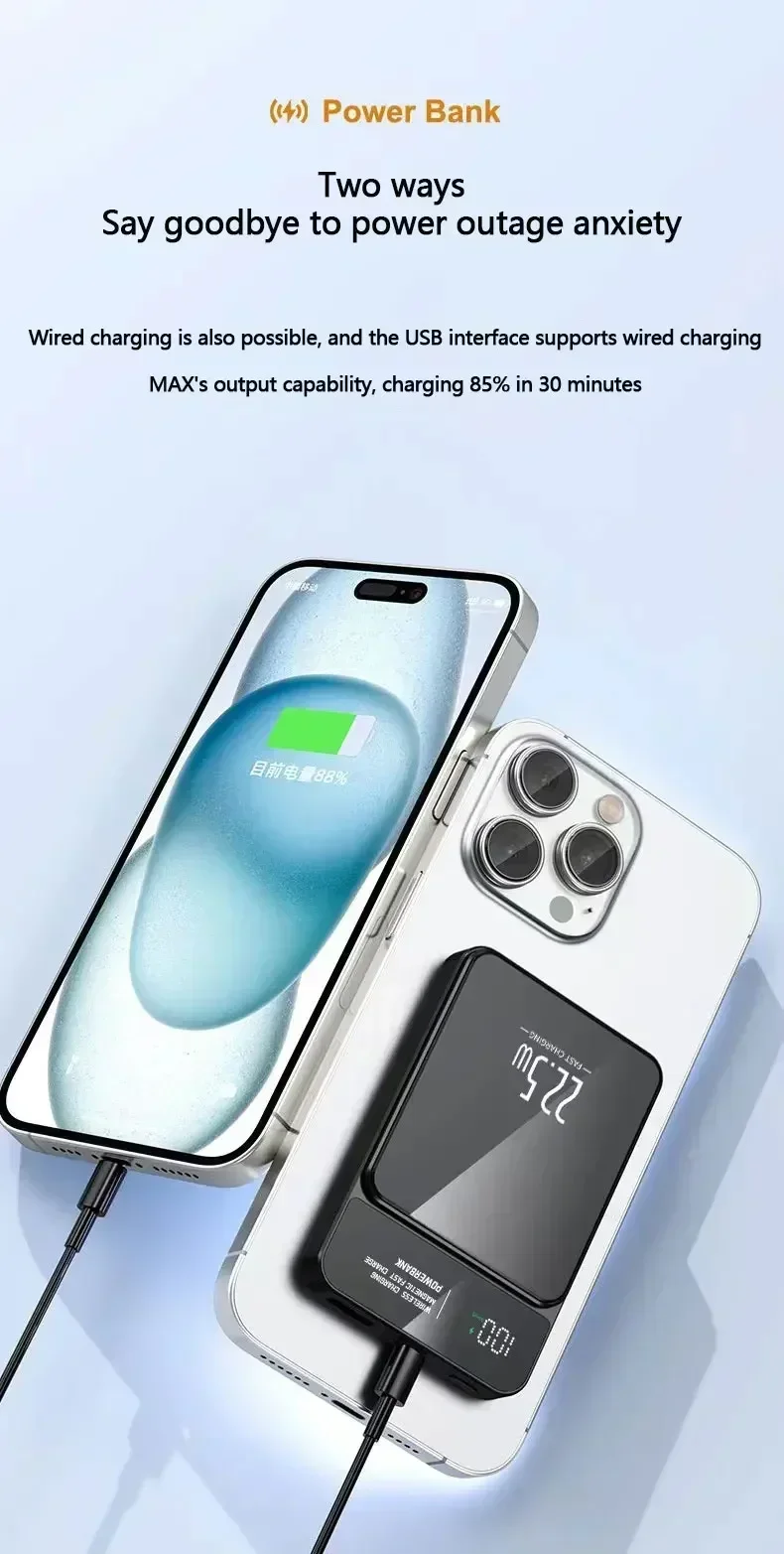 50000 mAh Power Bank Wireless Magnetic Power Bank Magsafe Super Fast Charging Suitable for iPhone Xiaomi Samsung Huawei 5