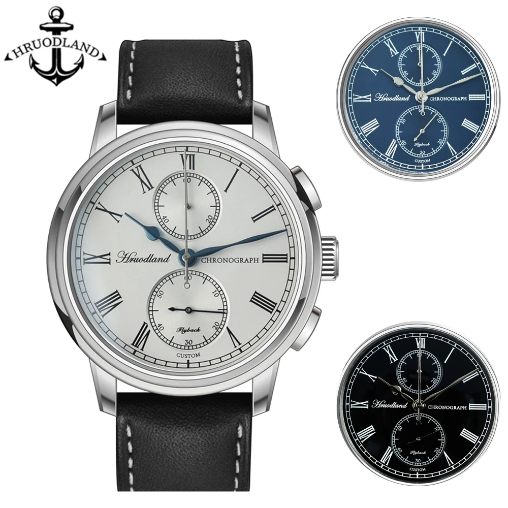 

Hruodland G004 VK61 Quartz Chronograph Watch for Men Fashion Retro Leather Stainless Steel Sapphire Dress Watches Waterproof 50m