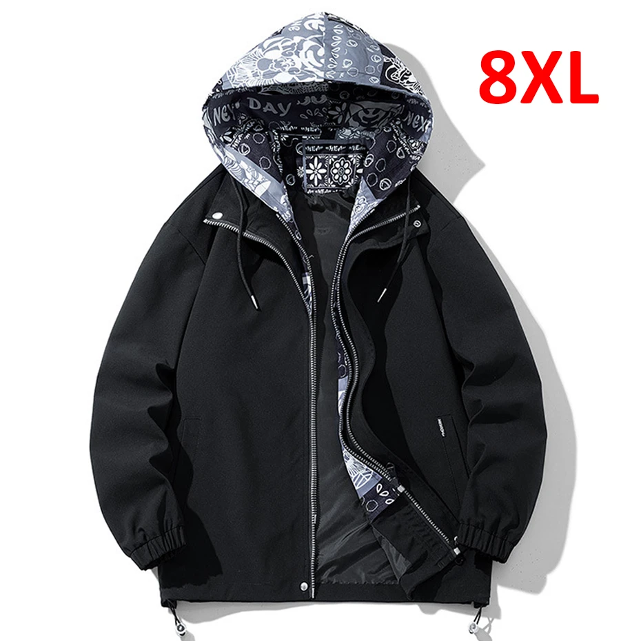 

Paisley Hooded Jacket Men 7XL 8XL Plus Size Jackets Coats Fashion Casual Spring Autumn Windbreaker Male Outerwear Big Size 8XL