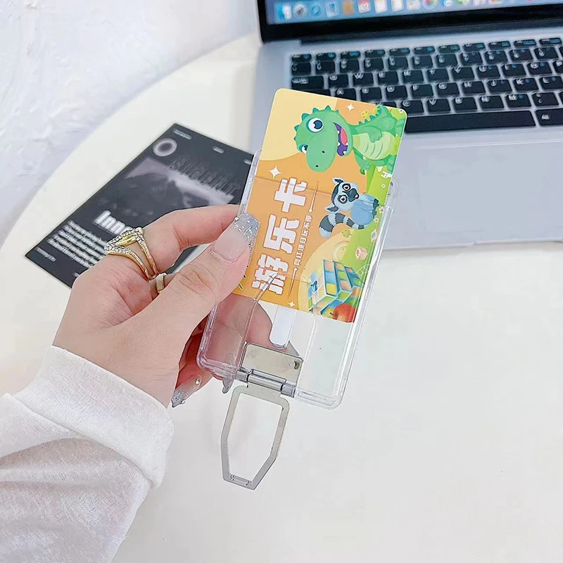 Clear Magnetic Card Holder Wallet Case with Foldable Phone Stand and Card Slots