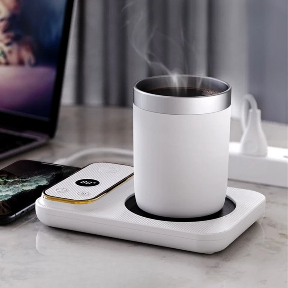 Electric Coffee Mug Warmer 4 Temperature Settings 12 Hours Timing Cup Heater for Water Milk Tea Home Office Heating Coaster Pad