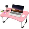 Foldable Lap Desk, 23.6 Inch Portable Wood Laptop Desk for Bed Sofa Reading Writing Eating Watching, Walnut 1