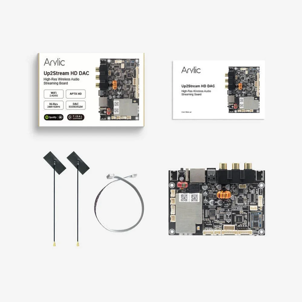 Arylic Up2Stream HD DAC AirPlay 2 무선 오디오 스트리밍 보드 ESS9038Q2M 24bit 192kHz WiFi 블루투스 5.0 aptX HD