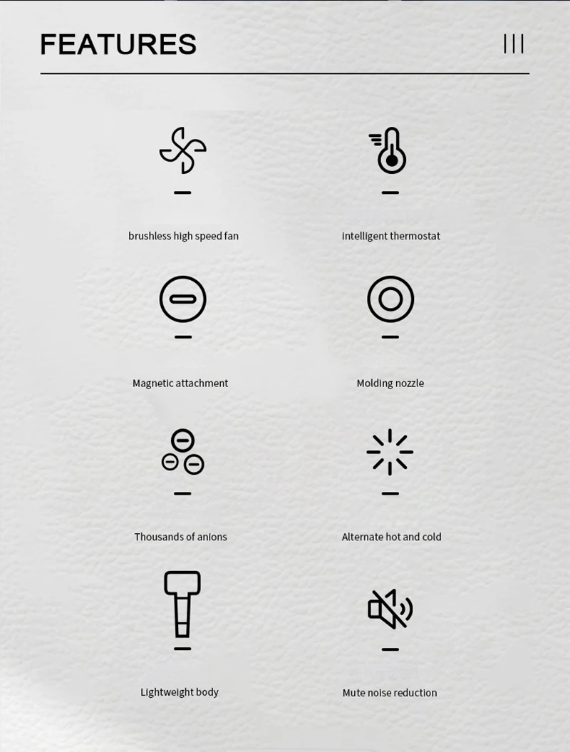 Description Picture 3 of itemDoxivo 110000 RPM Negative Ion Hair Dryer High Speed Hair Dryer 1500W Lightweight Brushless Motor Low Noise Fast Hair Dryer