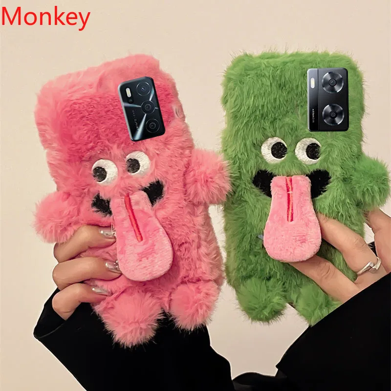 Plush Fluffy Cartoon Tongue Out Phone Case Cover