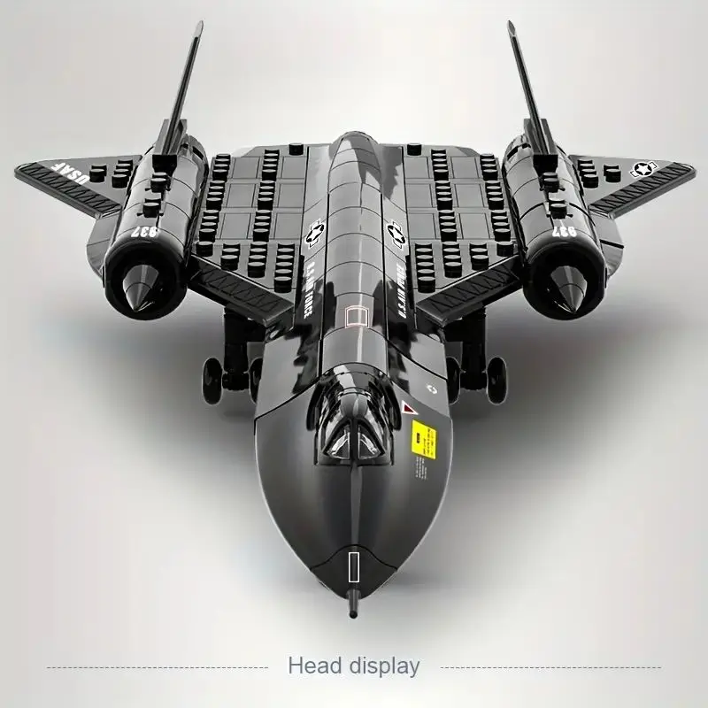 מטוס זיהוי Blackbird SR-71 צבאי בניית בלוקים חלקיקים קטנים פאזל הרכבה צעצוע