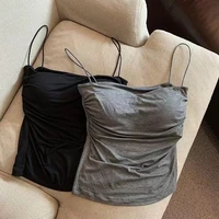 Sophisticated Girls Pleated Halter Crop Top Summer Versatile Soft and Breathable Girls Camisoles Girls Daily Wear Underwears 1