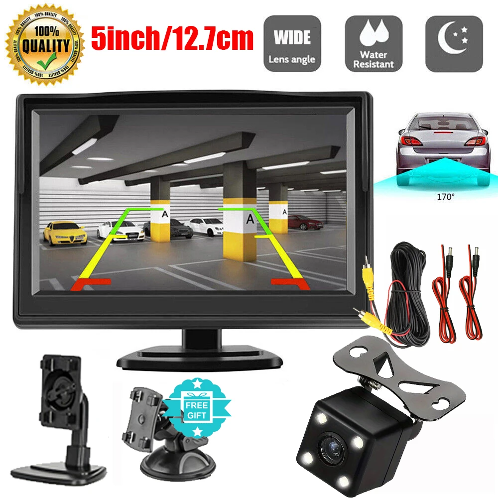 5 Monitor+170° CMOS Car Rear View Backup Camera Reverse HD Night Vision Waterproof