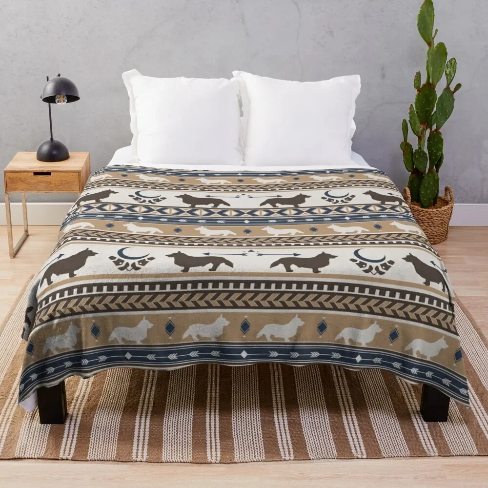 

Boho dogs | Corgi tan Throw Blanket Fashion Sofas Camping Dorm Room Essentials Blankets