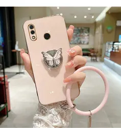 Elegant 3D Butterfly Ring Phone Holder Plating Case - Silicone Cover for Y7 2019 (D)