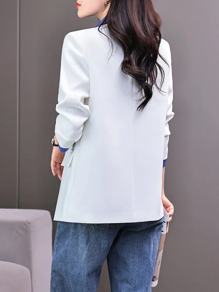 Fashion Design Fake Two Pieces Comfortable Lady Blazer Korean Version Female Blazer 2024 New Spring Jacket Tops Casaco Feminino