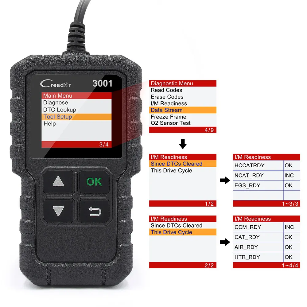 Launch X431 CR3001 Support Full OBDII/EOBD Function Creader 3001 Diagnostic Tool Multilingual Code Reader Scanner PK CR319 OM123