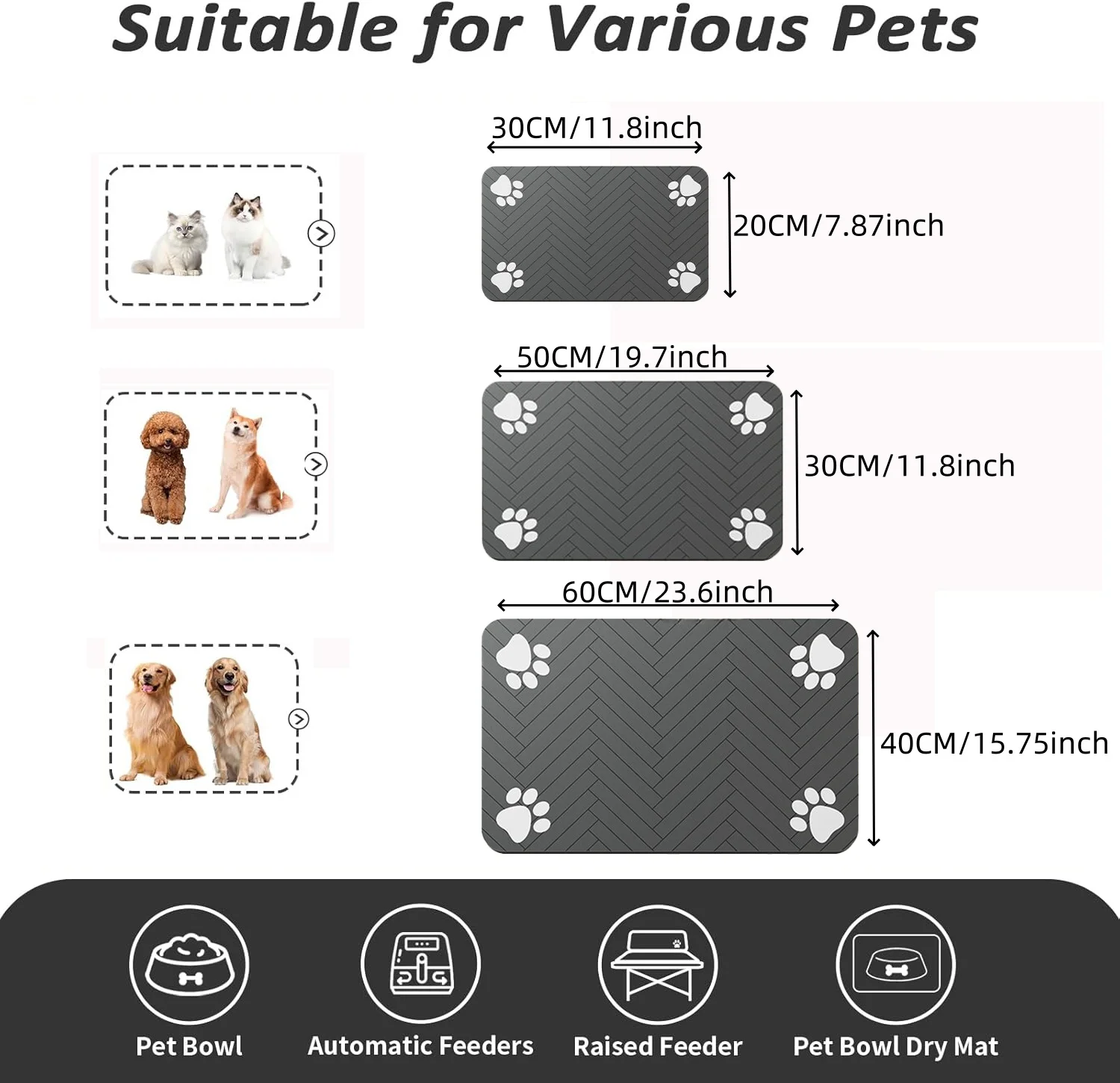 Pet Feeding Mat-Absorbent Dog Mat for Food and Water Bowl-No Stains Quick Dry Dog Water Dispenser Mat-Dog Feeding Supplies 6