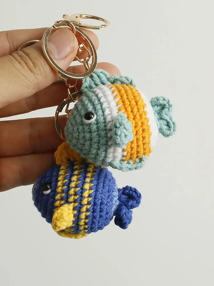 Kawaii gehäkelter Clownfisch-Anhänger, niedlicher handgewebter Fisch-Schlüsselanhänger, gestrickter Fisch-Schlüsselanhänger, Taschendekoration – Detail 2