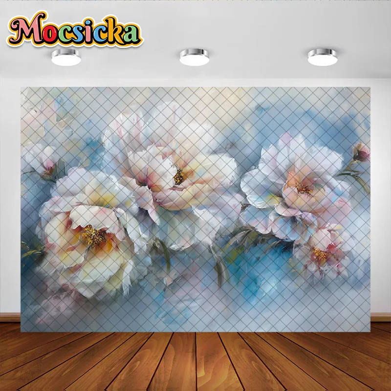 Mocsicka Photography Background Abstract Hand-painted Flower Decoration Backdrop Adult Women Pregnant Portrait photo