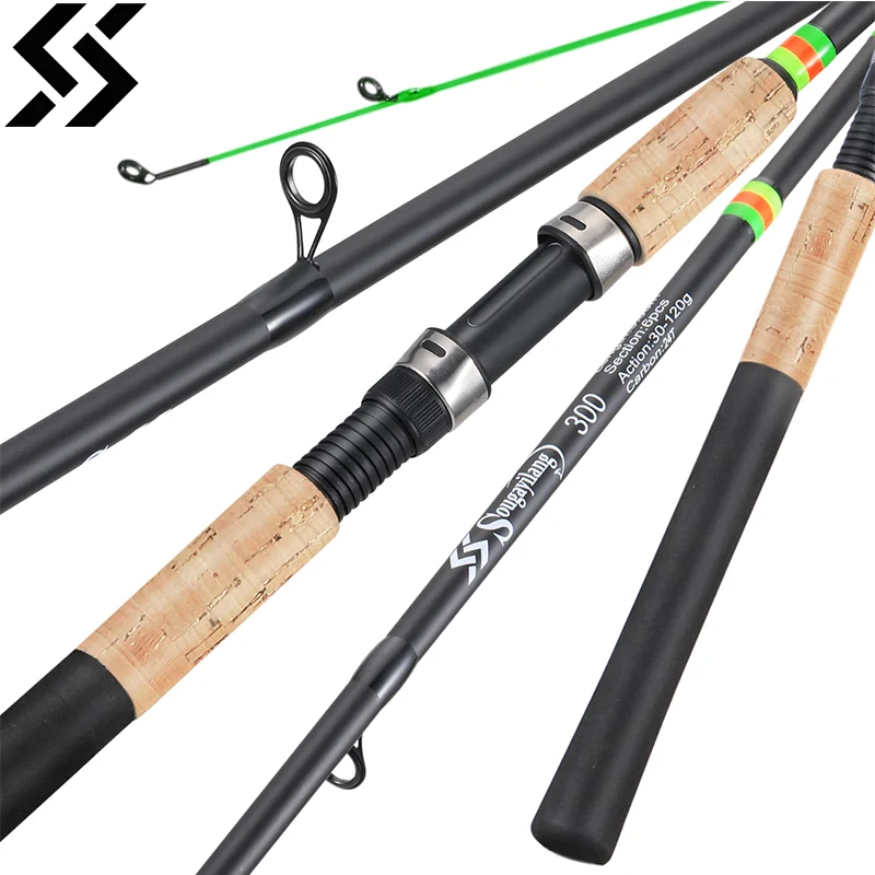 Sougayilang Feeder Fishing Rod Cork Handle Carbon Fibre Spinning Fishing  Rods 3M L M H Power 30-120g Lure Weight Carp Pole Pesca - AliExpress