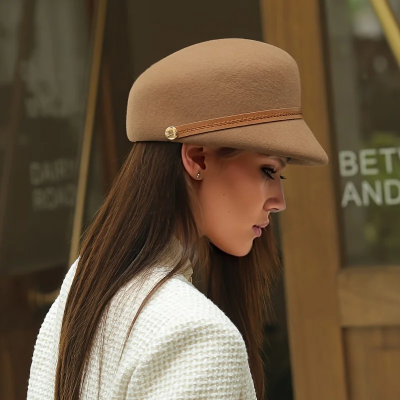 Cotton Newsboy Cap Wool duckbill hat for children's autumn and winter newsboy hat retro fashion versatile equestrian beanie