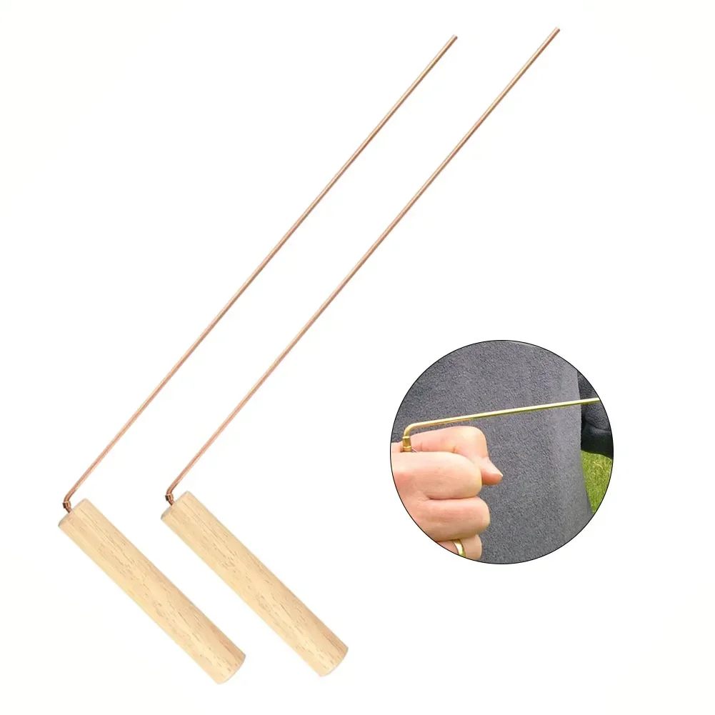 2pcs 99.9%Pure Copper Copper Probes Rod For Divination Tool With Wooden Handles 13.86 X 6.93 X 0.71 Inches Water Rods 6