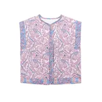 Zevity Women Vintage Floral Print Sleeveless Vest Tops Ladies Open Stitching Casual Clothes Ct332 - Image 3