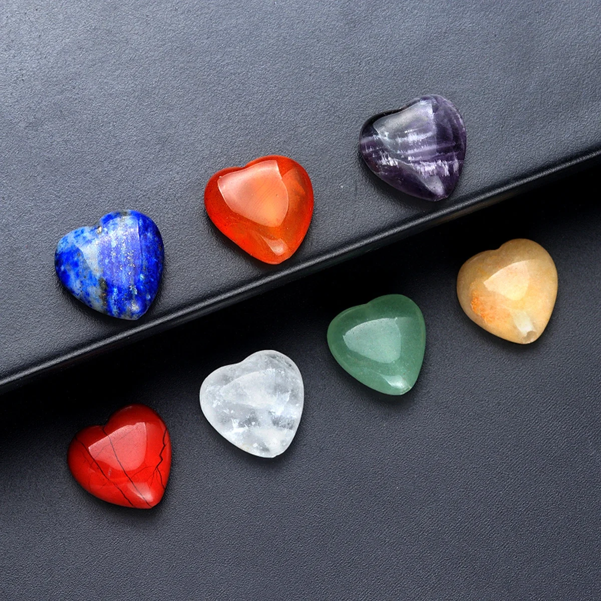 

7PCS Natural Amethysts Heart Shape Yellow Jade Rainbow Stone Lapis lazuli Beads Diy Bracelet Spacer Bead for Jewelry Making
