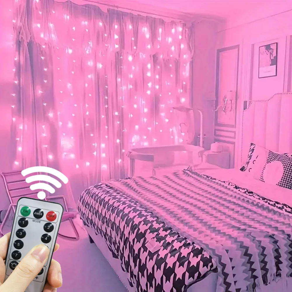 8 Modes LED Curtain Fairy Light USB Plug Wedding Garland Valentine's Day Ramadan EID Mubarak Decoration for Home Curtain Lights 1