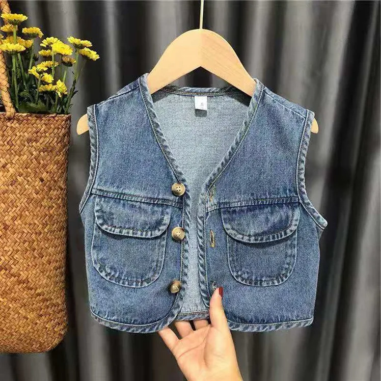 

Spring Autumn Outerwear, Fashionable And Trendy Children, Baby Camisole Girls, Denim Vest Boys, Thin Jacket For Boys