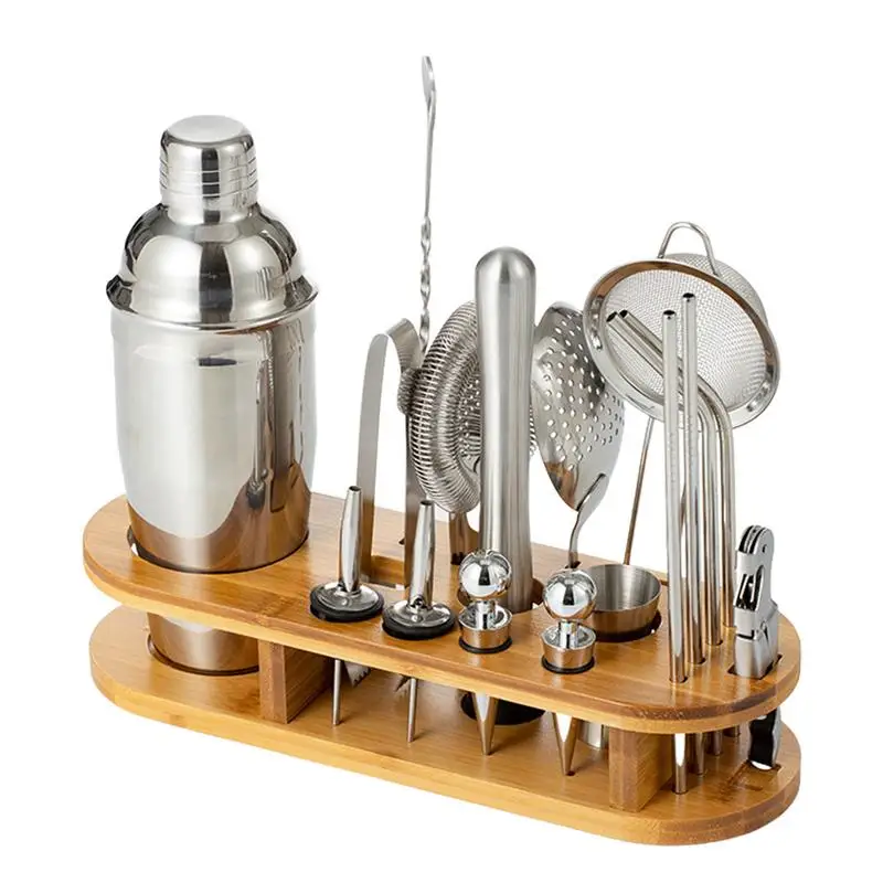 

Cocktail Shaker Kit Stainless Steel Drink Mixer Bar Set For Drink Mixing 18pcs/set Bartender Accessories With Stand Cocktail Kit