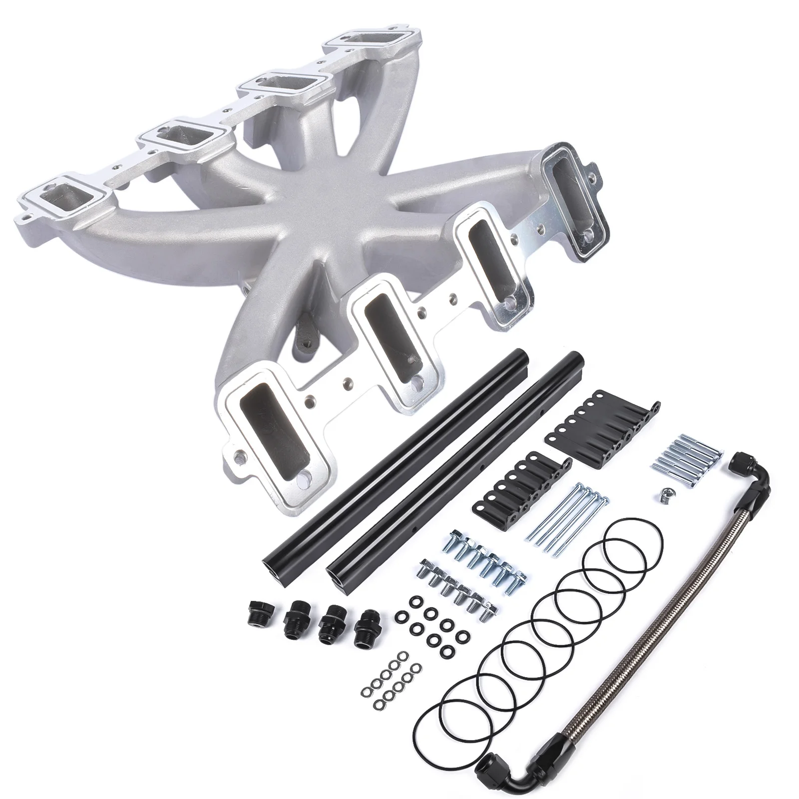 Single-Plane EFI Intake Manifold with Fuel Rails – 4150 Square Bore for GM LS1 LS2 LS6 Gen III/IV LS Engines 6