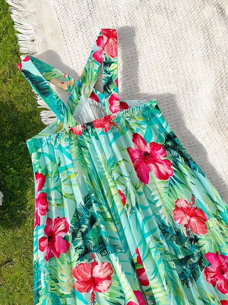 Girls Tropical Strap Dress 5