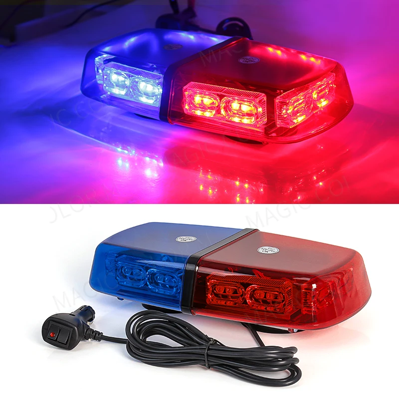 2 Luci Stroboscopiche Di Emergenza 12V 6 LED - Ambra+Bianco Per Auto E Camion