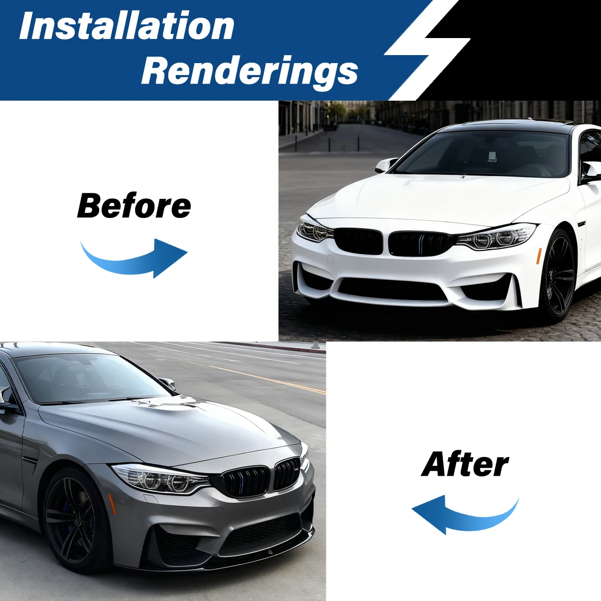 BMW 3 시리즈 F30 2012 2013 2014 2015 2016 2017 2018 M3 M4 스타일 자동차 프론트 범퍼 립 스포일러 스플리터 바디 개조 키트