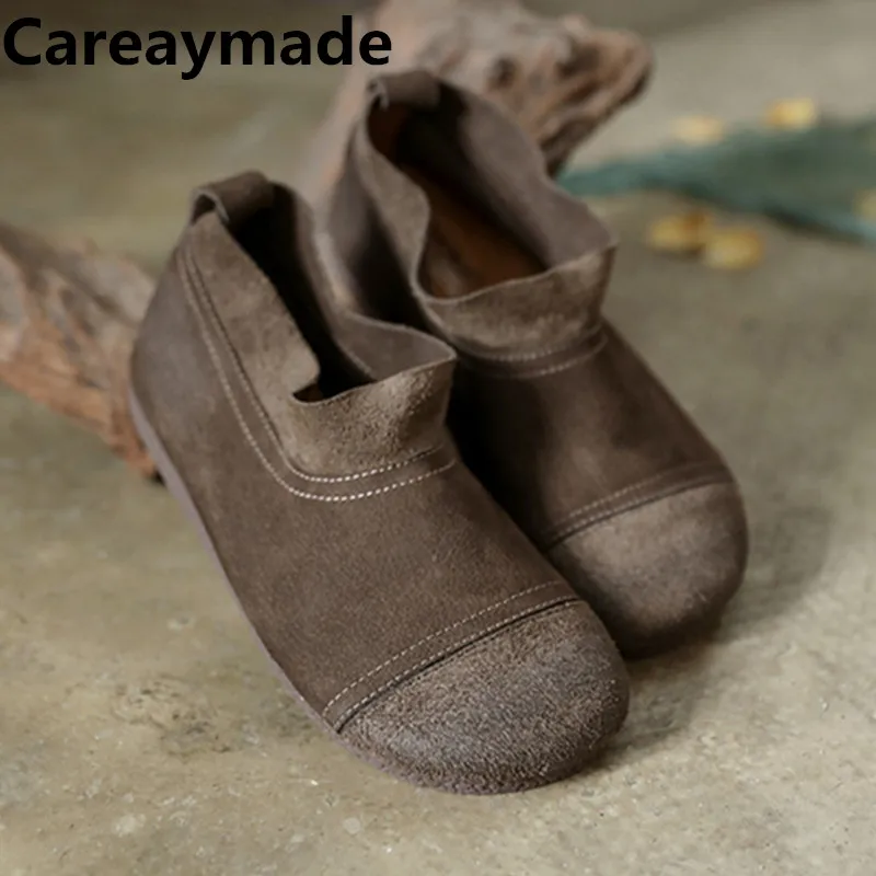Care-made- 가죽 신발, 순수 수제 겨울 순수 양모 플러시, 부드럽고 두껍고..