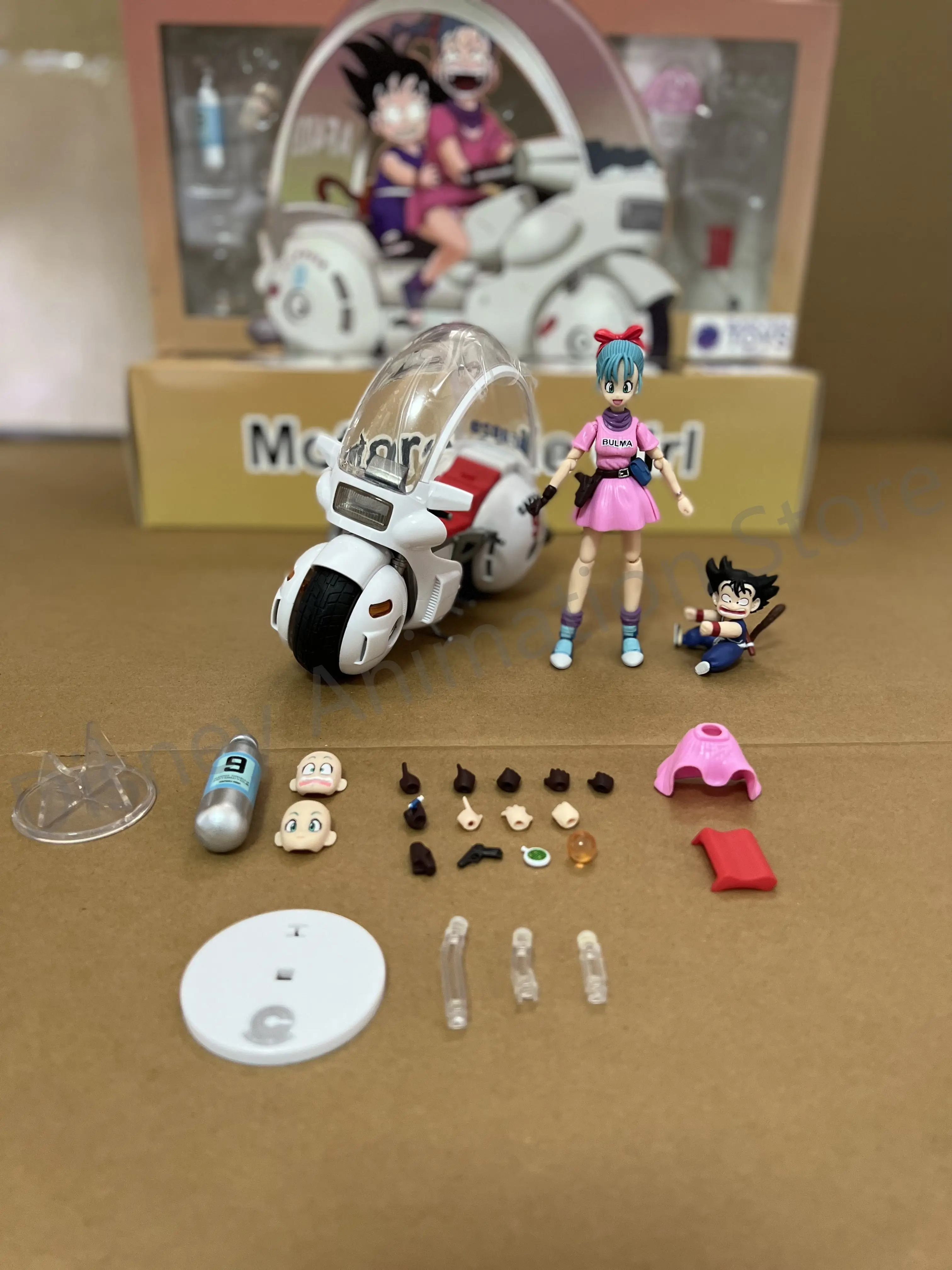 재고 블랙홀 드래곤볼 오토바이 소녀 캡슐, No.9 Bulma Goku 세트 Shf 액션 피규어 컬렉션, 귀여운 모델 선물