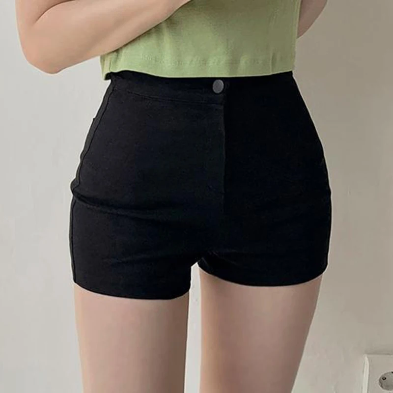 GIDYQ 여성용 데님 반바지, 한국 캐주얼 스트리트웨어, 스트레치 슬림 반바지, Y2K 백 여성 하이웨이스트 청바지, 여름 신상