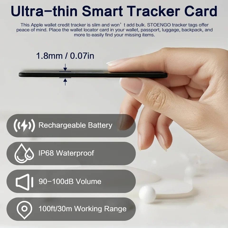 Slim Wireless Rechargeable Wallet Tracker