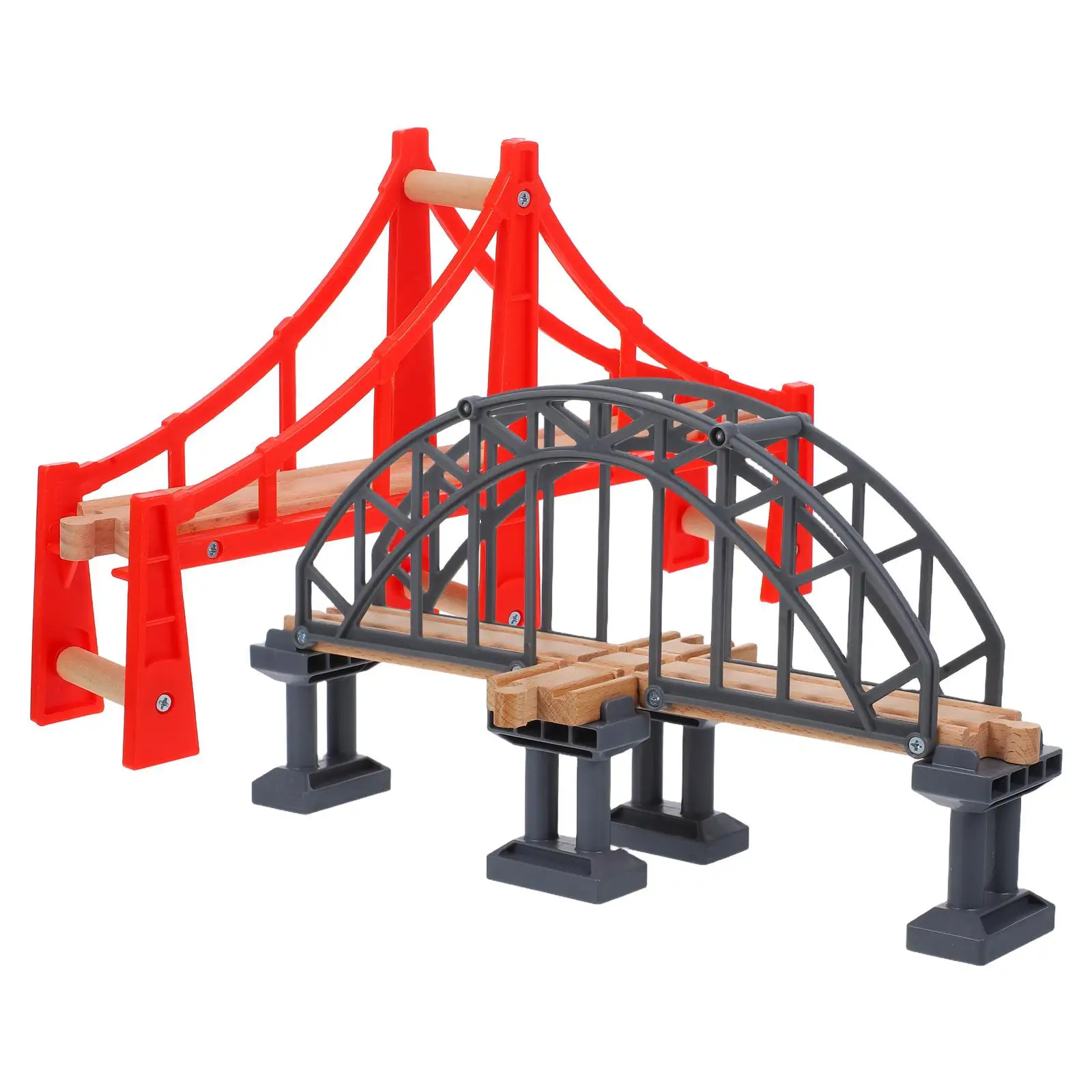 2pcs Train Track Wood Accessory Plastic Bridges Scene Props Toys Toddlers Kids Educational Skill Development Layout