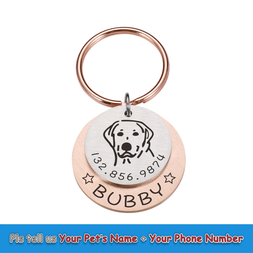 Personalized Engraving Pet ID Tags Anti-lost Dog ID Tag Identification Customized Pet Name Puppy Collar Dog Cat Tag Pet Supplies 