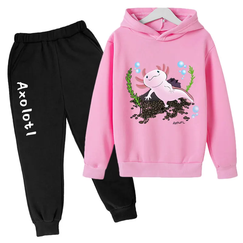 Printing Axolotl Hoodie Sets children Clothing Suit baby boys girls Top +pants 2p Fall little girl Wear Kids Sweatshirts Gift baby Children Clothing Sets Clothing Sets