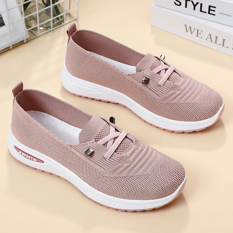 New Women's Casual Sneakers Summer Comfortable Breathable Flat Shoes Fashion Women Walking Soft Versatile Lace-Up Running Shoes