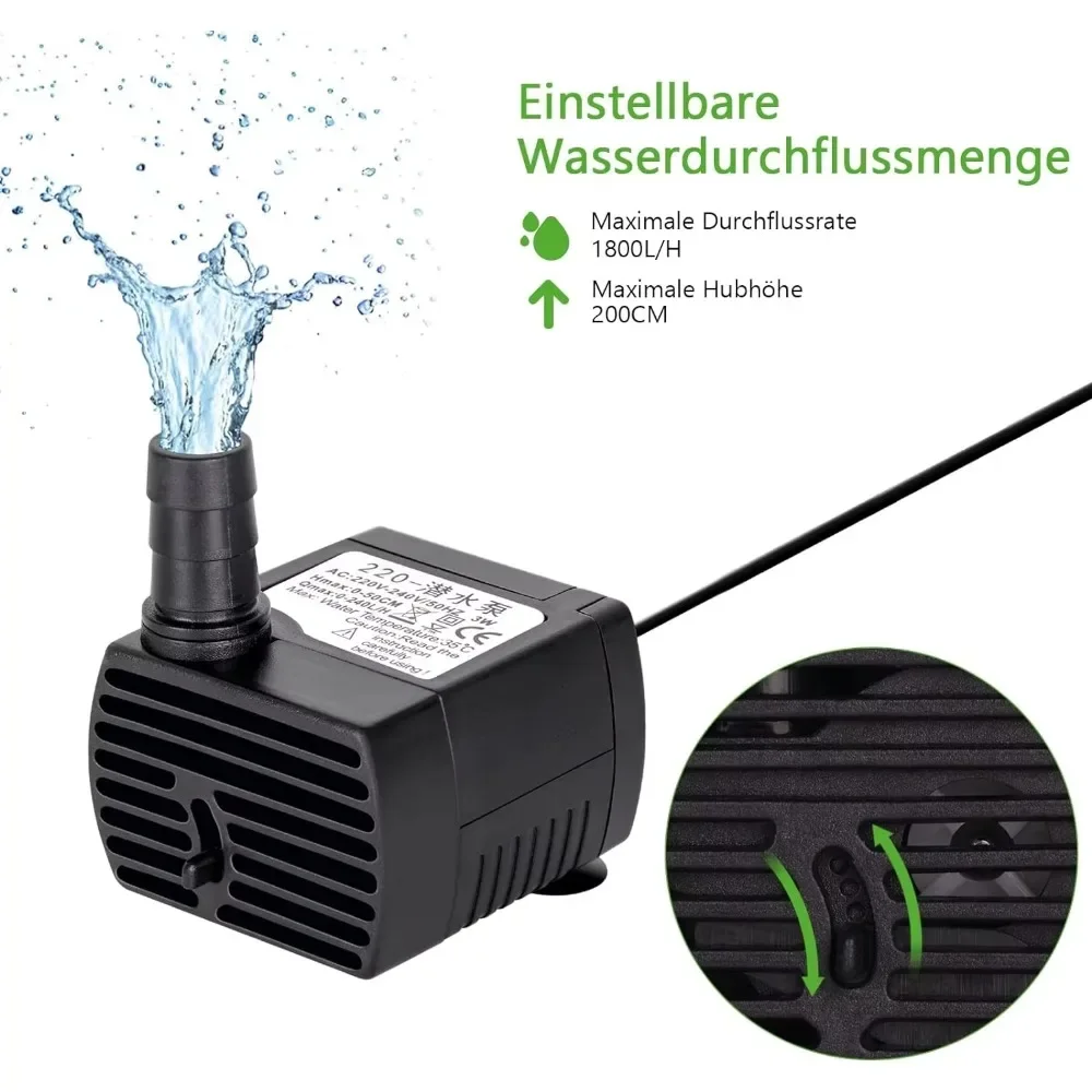 3/5/10/15/25W EU220v  US110V Submersible Water Pump for Water Gardens and Hydroponic Systems  Aquarium Tabletop Fountains Pon 2