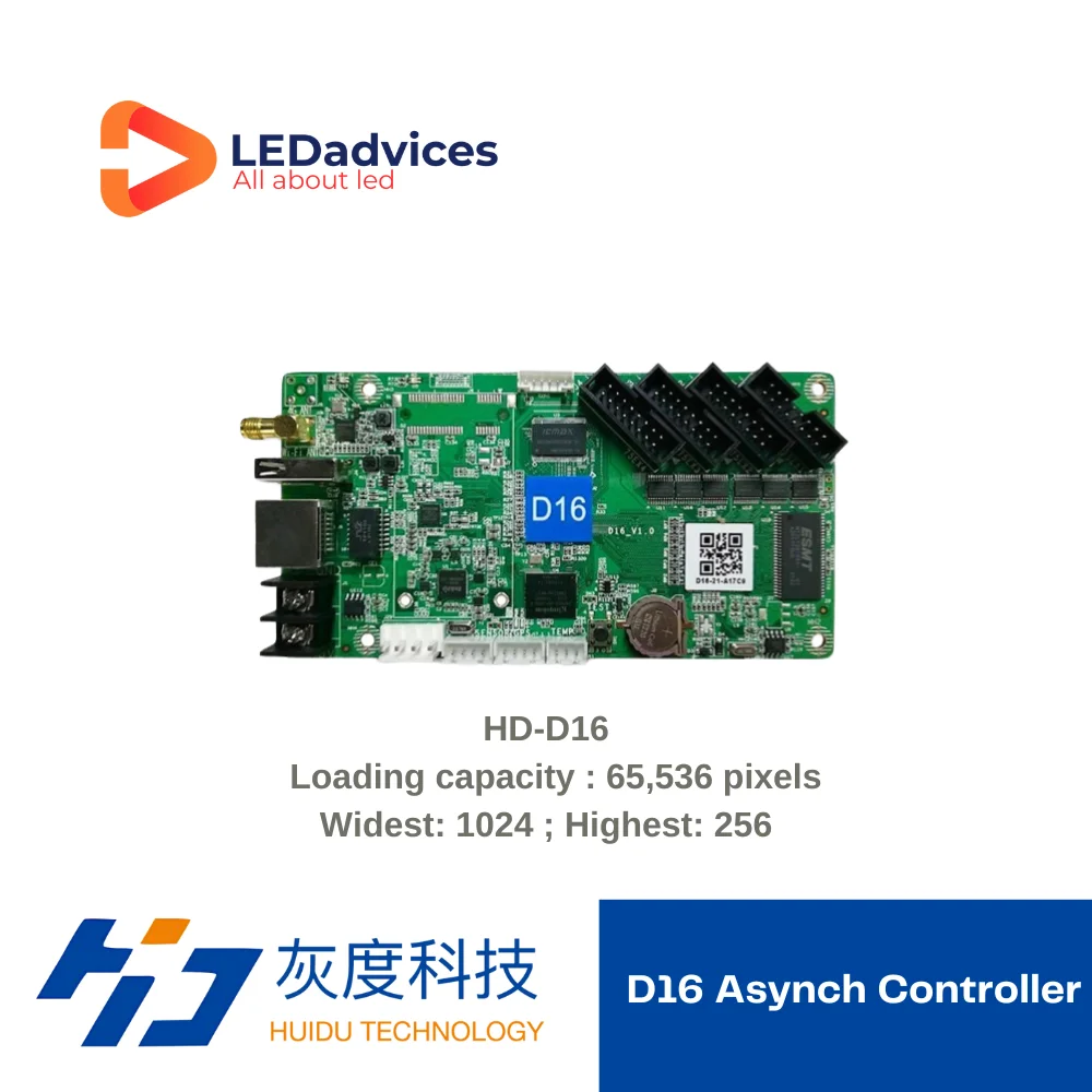 

Huidu HD-D16 Full Color Asynchronous Controller Card For LED Screen Banner Screen Control Card Sending Card Wi-Fi 65,536 Pixels