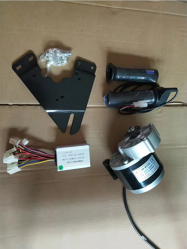 250W 12V/24V Gear Brush Motor With Motor Controller and Twist Throttle, Electric Bicycle Kit DIY